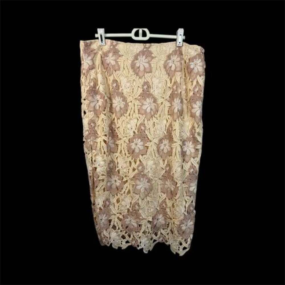 ANTONIO MELANI ivory and pink lace Skirt Size 14 - Picture 1 of 8
